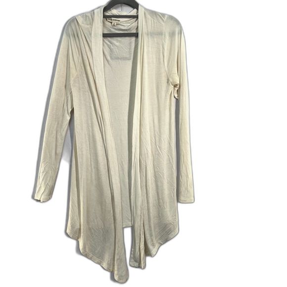 Zenana Outfitters White Thin Open Drape-Front Cardigan Long Sleeve Women Medium - Picture 1 of 9